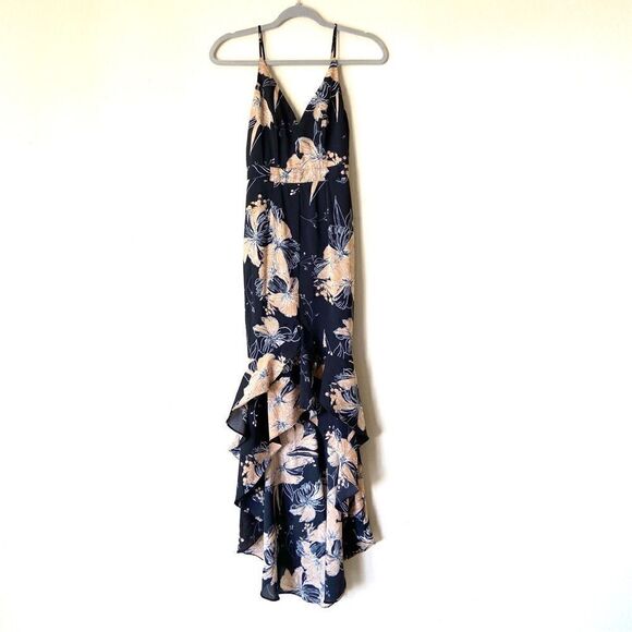 Lulus Darling Daylily High Low Maxi Black Dress Floral Print Size XXS - Picture 5 of 9